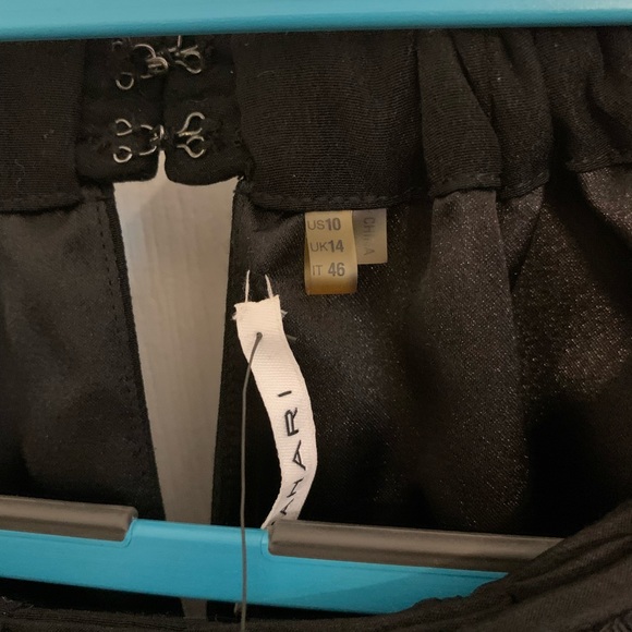 Tahari Halter Neck Sleeveless Black Mini Dress Ruffle Collar Party Cocktail - Picture 3 of 4